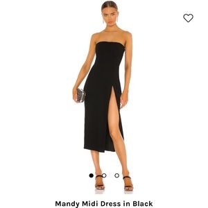 Amanda Uprichard Revolve Black Mandy Midi Dress, NWT